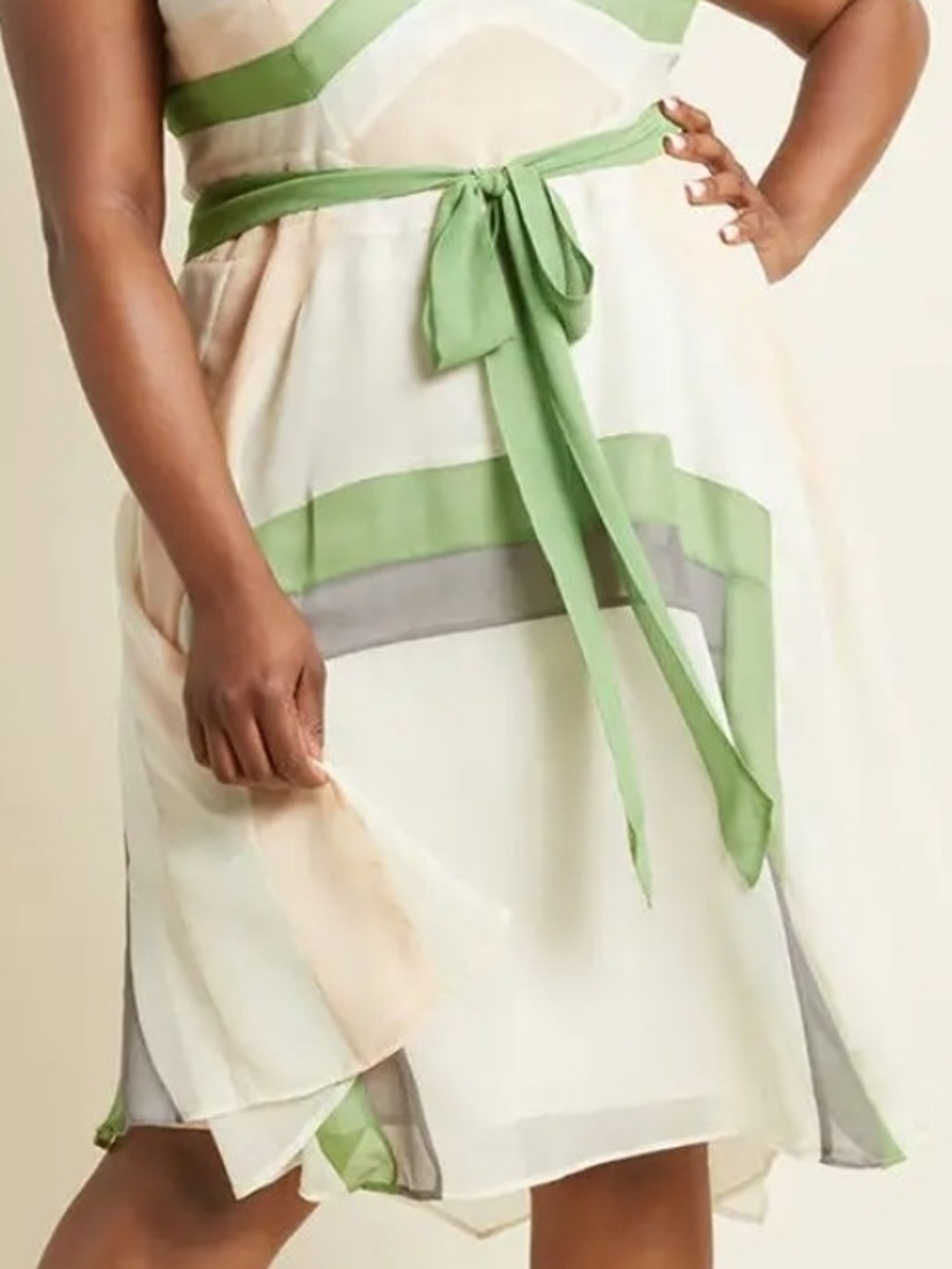 ModCloth Blush Pink and Sage Striped Midi Dress - Picture 5 of 5